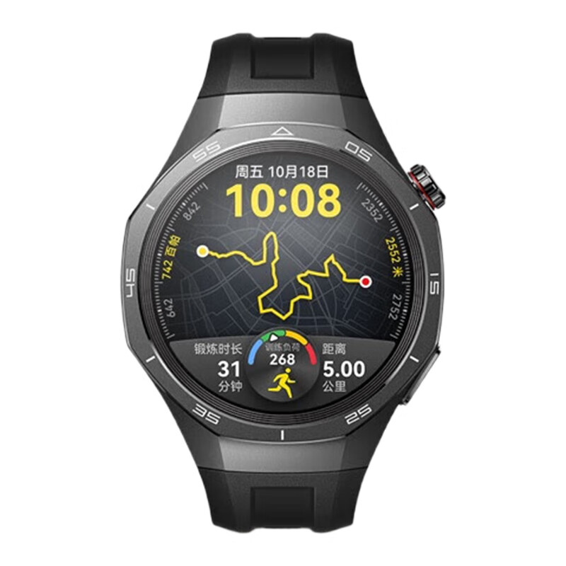 华为 HUAWEI WATCH GT 5 Pro 智能手表 46mm 曜石黑 黑色氟橡胶表带 1597.59元