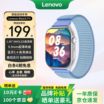 plus：联想 智能手表 Watch Fit 云银灰