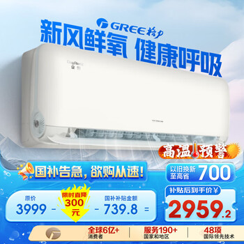 格力 GREE 大1匹 京煥(同云舒氧) 新風(fēng)空調(diào)新一級(jí)能效WIFI 自清潔 壁掛式臥室掛機(jī)KFR-26GW/NhHk1BAj