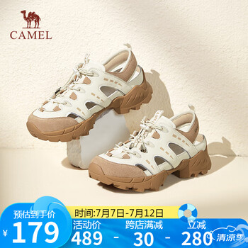 骆驼（CAMEL）户外鞋女水陆两穿镂空拼接绑带休闲凉鞋 L24M577652 米/杏 36 