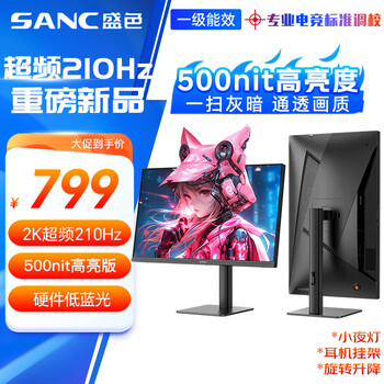 PLUS：SANC 盛色 電競顯示器 G72Max 27英寸、2K、200Hz、500nit