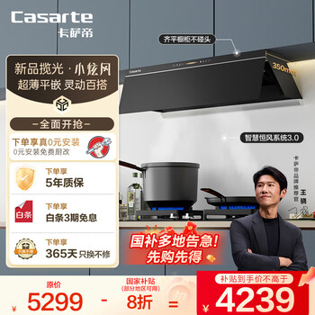 卡薩帝 抽油煙機 小炫風超薄平嵌側(cè)吸油煙機 26風量1100Pa超大靜壓 智慧恒風3.0CDY3UD