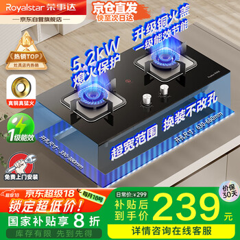 榮事達 燃氣灶雙灶家用5.2kW天然氣嵌入式臺式雙灶具灶臺一級能效JZT-B56