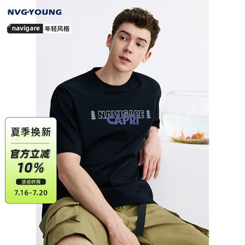 NVG·YOUNG 意大利小帆船破价！ 字母印花纯棉重磅T恤