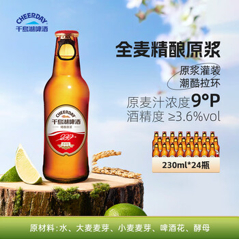 千島湖啤酒 CHEERDAY 精釀原漿9度230ml 24瓶整箱裝蘇超看球全麥釀造