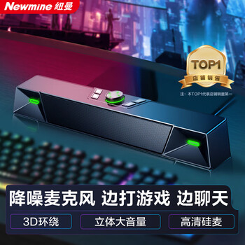 紐曼（Newmine）V1 PRO電腦音響音箱臺(tái)式機(jī)筆記本帶麥克風(fēng)一體家用桌面長(zhǎng)條音響游戲電競(jìng)藍(lán)牙便攜新升級(jí)版黑色 