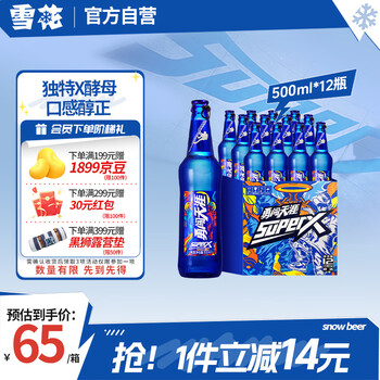 雪花 啤酒（Snowbeer）勇闖天涯 superX 500ml*12瓶
