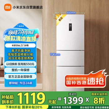 米家 冰箱 BCD-256WMSA01 三门 256升
