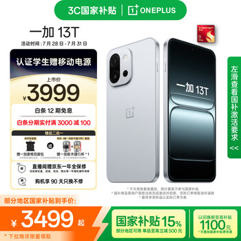31日20點(diǎn)：一加 13T 手機(jī) 驍龍 8 至尊版 晨霧灰 16+512G