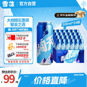 雪花 啤酒勇闯天涯 500ml*24听 清爽经典实惠 大规格