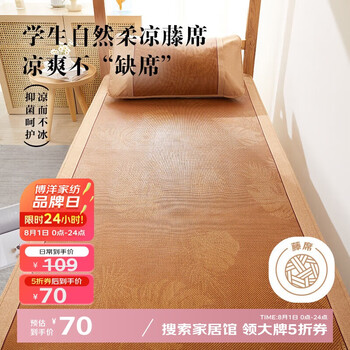 博洋 家紡A類(lèi)抑菌藤席夏季涼席可折疊席子單人空調(diào)席單件套120*199cm