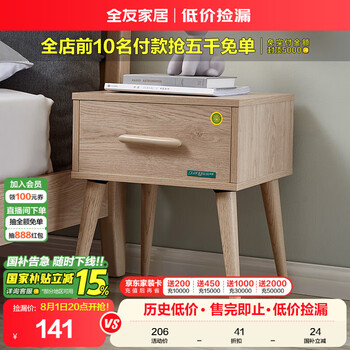 全友 125501 床头柜 现代简约 原木风