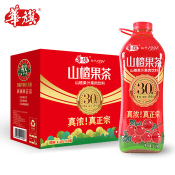 再降价、plus会员：华旗 山楂果茶 1.28L*6瓶