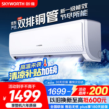 創(chuàng)維 空調(diào)京東嚴(yán)選1.5匹新一級能效變頻冷暖省電暢享風(fēng)掛機(jī)KFR-33GW/V3GB1A-N1