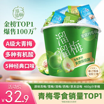plus：溜溜梅 西梅雪梅脆青梅话梅蜜饯果干 家庭分享桶 460g