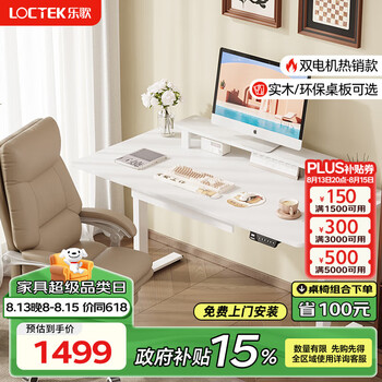 乐歌 电动升降桌电脑桌双电机站立办公家用书桌 ES2/1.4m套装