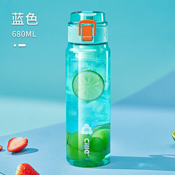 希乐大容量塑料杯tritan带滤网 迪卡蓝680ml *2件