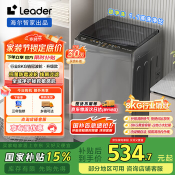 Leader 海爾智家 波輪洗衣機(jī)全自動(dòng)小型 8公斤大容量家用 租房 家電政府補(bǔ)貼 XQB80-L539