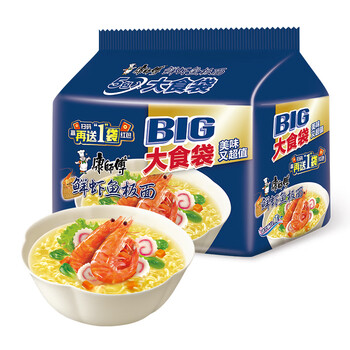 康师傅 经典系列 方便面 袋装 鲜虾鱼板味 5袋
