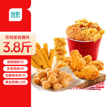 plus会员: 优形凤祥食品 炸鸡桶3.8斤 冷冻裹粉(炸鸡块+鸡米花+翅根+鸡棒)半成品 *3件