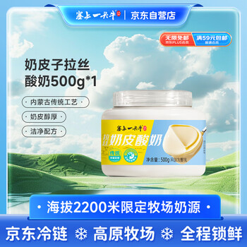 塞上一头牛 奶皮子拉丝酸奶 内蒙古传统工艺老酸奶 黄金分层丝滑爽口500g（1斤）