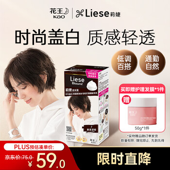 花王莉婕Liese 泡沫染发剂BAW17黑茶深棕108ml 盖白发补染在家自己染男女通用 盖白发-黑茶深棕