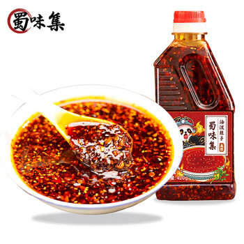 蜀味集 油潑辣子420g麻辣味 四川正宗辣椒油 紅油涼拌菜辣椒醬調(diào)味料