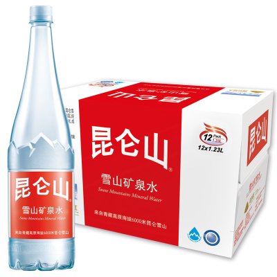 昆仑山雪山矿泉水1.23L*12