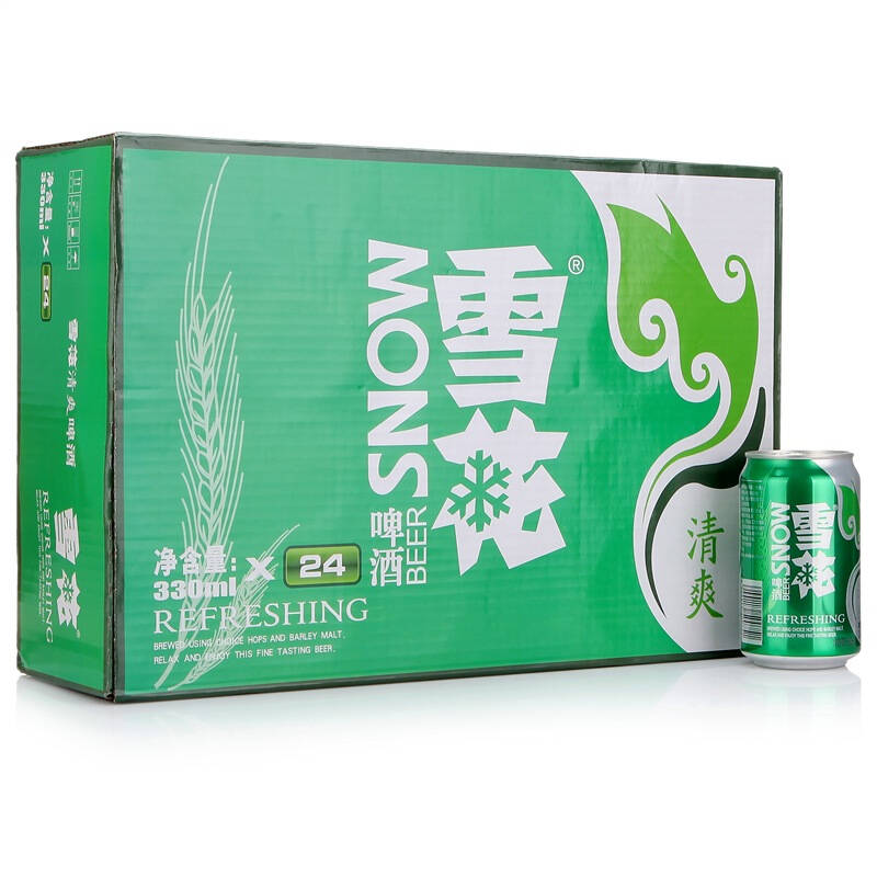 【京东超市】雪花啤酒（Snowbeer） 10度清爽330ml*24听整箱装