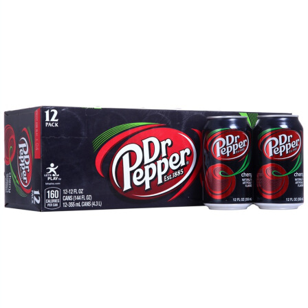 美国进口 胡椒博士 Dr Pepper 樱桃味1箱 355mlx12罐 *3件