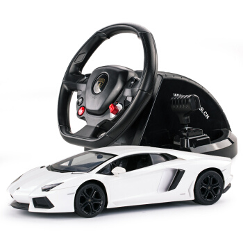 星辉rastar遥控汽车模型兰博基尼LP400方向盘男孩儿童玩具车1:1443000白色车子+方向盘遥控器